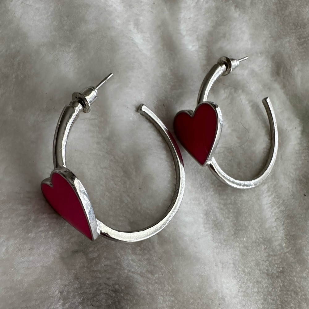 Pink Heart Hoop Earrings